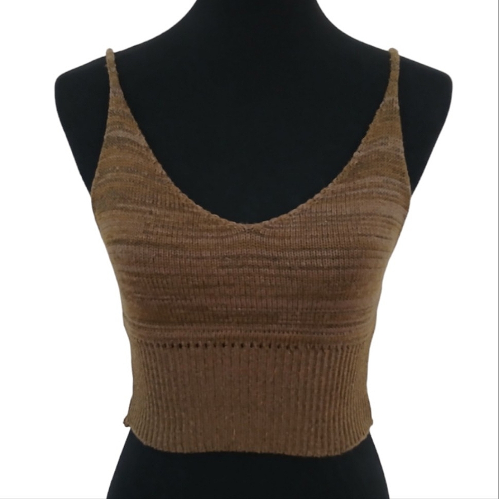 Sweater Knit Crop Tank Top Olive Green Size Small NWOT Boho Knitted Crochet Sexy - Picture 9 of 9